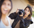 Photo: Excited Female Mixed Race Photographer Spots Celebrity Excited Female Mixed Race Photographer Spots Celebrity