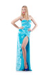 Fashion concept with tall model on white