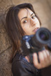 Photo: Mixed Race Young Adult Female Photographer Holding Camera Mixed Race Young Adult Female Photographer Holding Camera