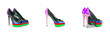 Set of woman shoes isolated on the white