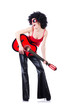 Young singer with afro cut and guitar