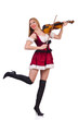 Girl playing violin on white