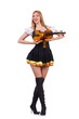 Girl playing violin on white
