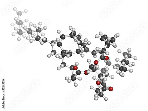 Photo: Fish oil triglyceride, molecular model Fish oil triglyceride, molecular model