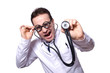 Funny doctor isolated on the white