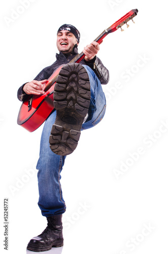 Photo: Guitar player isolated on white Guitar player isolated on white