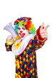 Foto: Clown with loudspeaker on white Clown with loudspeaker on white