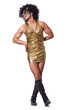 Man wearing woman clothing on white