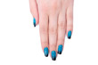 Nail art concept with hands on white