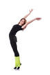 Photo: Young gymnast exercising on white Young gymnast exercising on white