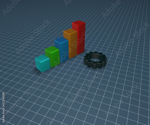 Illustration: business graph and cogwheel business graph and cogwheel