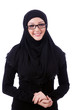 Muslim young woman wearing hijab on white