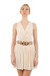 Woman in fashion dress concept on white