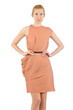 Woman in fashion dress concept on white