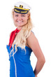 Woman airhostess isolated on the white