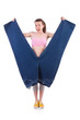 Woman in dieting concept with big jeans