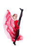Girl in red dress dancing dance