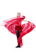 Girl in red dress dancing dance