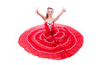 Girl in red dress dancing dance