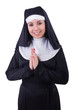 Funny nun isolated on the white