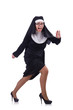 Funny nun isolated on the white