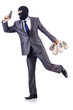 Businessman criminal with sacks of money