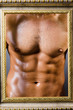 Muscular man with picture frame