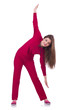 Young woman doing exercises on white