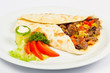 Foto: burrito with meat and vegetables burrito with meat and vegetables