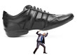 Photo: Woman domination concept with shoes and man Woman domination concept with shoes and man