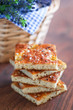 Focaccia from bran with avender, rosemary and sea salt