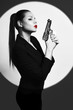 Photo: sexy detective woman holding aiming gun sexy detective woman holding aiming gun
