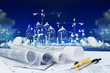 blue print and construction sketching