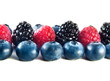 Fresh blueberries, raspberries and blackberries