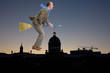 The businessman flies over air