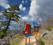 backpackers in mountains