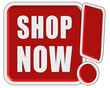 Illustration: !-Schild rot quad SHOP NOW !-Schild rot quad SHOP NOW