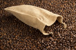Photo: burlap sack on background of coffee beans burlap sack on background of coffee beans