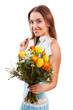 attraktive Frau mit Tulpenstrauss