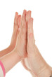 Adults and children's hands