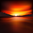 Vektor: abstract background with sunrise and mountains abstract background with sunrise and mountains