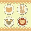 animal faces in round medals