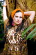 Beautiful blue-eyed woman with the african pigtails