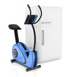 exercise bike and  refrigerator