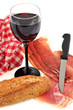 Photo: Pain, vin et jambons crus Pain, vin et jambons crus
