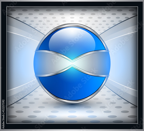 Vector: Abstract background, 3D blue sphere on grey Abstract background, 3D blue sphere on grey