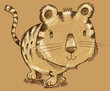 Tiger Kitten Cat Sketch Doodle Illustration Art