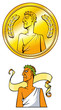 Empire golden coin and Emperor himself, vector