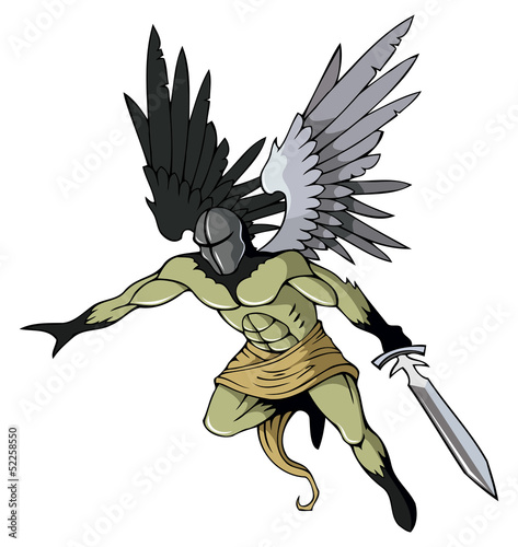 Vector: Angel of death with sword, flying, vector illustration Angel of death with sword, flying, vector illustration