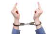 Handcuffs on Hands closeup